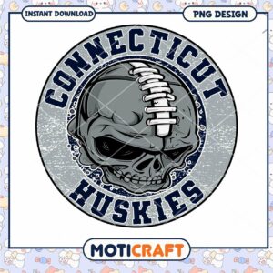 Connecticut Huskies Skull PNG Design