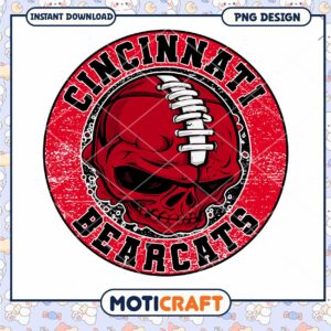 Cincinnati Bearcats Skull PNG Design