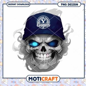 Brigham Young Cougars Skull PNG Graphic for Instant Download