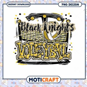 Black Knights Volleyball PNG Design for Instant Download