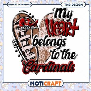 Ball State Cardinals Heart PNG Design