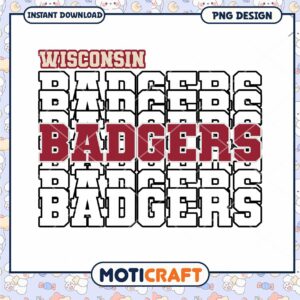 Wisconsin Badgers Text Design PNG Instant Download Art