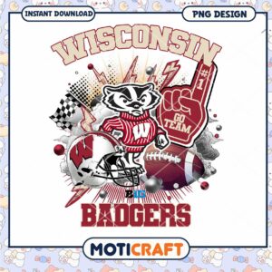 Wisconsin Badgers Football Team Spirit PNG Design Download
