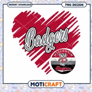 Wisconsin Badgers Heart Design Instant Download PNG