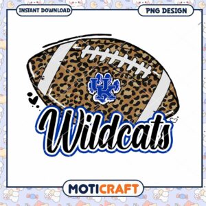 Wildcats Leopard Print Football PNG Instant Download Art
