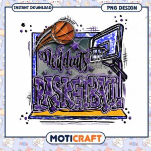Wildcats Basketball PNG Design for Instant Download Wildcats Basketball PNG Design for Instant Download