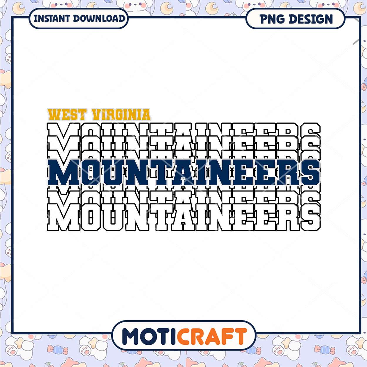 West Virginia Mountaineers PNG Design for Instant Download West Virginia Mountaineers PNG Design for Instant Download