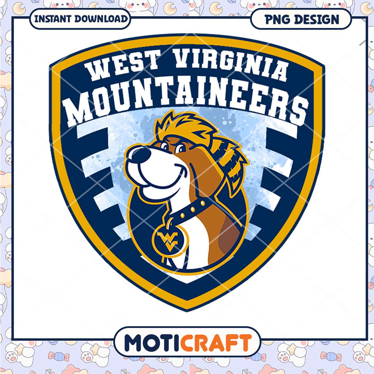 West Virginia Mountaineers Dog PNG Instant Download Design West Virginia Mountaineers Dog PNG Instant Download Design