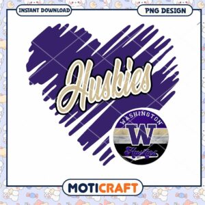 Washington Huskies Heart PNG Design Instant Download Art