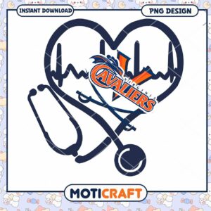 Virginia Cavaliers Heartbeat Stethoscope Design PNG