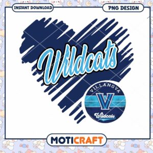 Villanova Wildcats Heart PNG Design for Instant Download