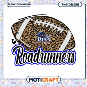 UTSA Roadrunners Leopard Print Football PNG Design Download