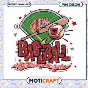 Utes Baseball Graphic Instant Download PNG Design