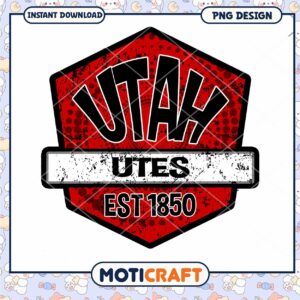 Utah Utes Retro Sports Emblem PNG Instant Download