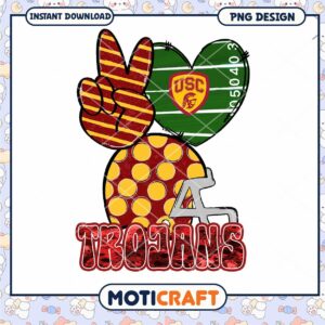 USC Trojans Peace Heart Football PNG Design Download