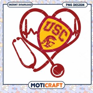USC Heart and Stethoscope PNG Design Downloadable Art