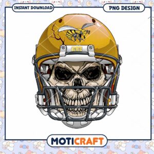 Unique Skull Football Helmet PNG Digital Download Design