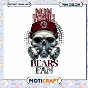 Unique Non Toxic Bears Fan Skull Design PNG Downloadable Art