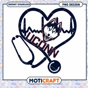 UConn Husky Heartbeat Stethoscope PNG Design Download