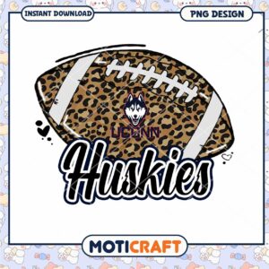 UConn Huskies Leopard Print Football PNG Design Download