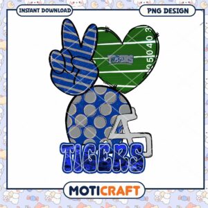 Tigers Peace Love Football PNG Instant Download Design