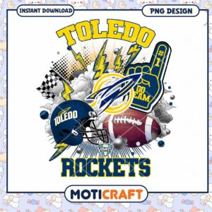 Toledo Rockets Football PNG Design Instant Download Art