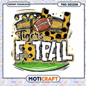 Tigers Football PNG Design for Instant Download Art