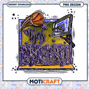 Tigers Basketball PNG Design for Instant Download Art