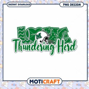 Thundering Herd Love Football PNG Design Instant Download