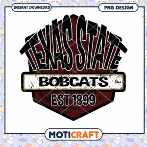 Texas State Bobcats Vintage Logo PNG Instant Download