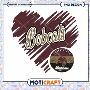 Texas State Bobcats Heart PNG Design for Instant Download