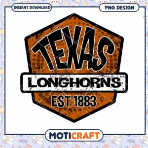 Texas Longhorns Retro Design PNG Instant Download Artwork