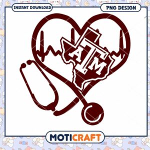 Texas A&M Medical Heart Stethoscope PNG Design Download