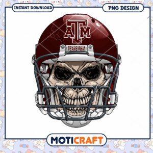 Texas A&M Skull Helmet PNG Design Digital Download