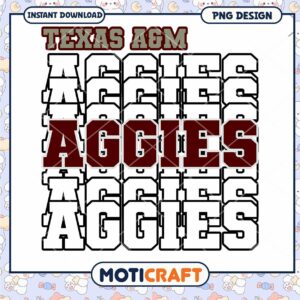 Texas A&M Aggies PNG Design Instant Download Graphic
