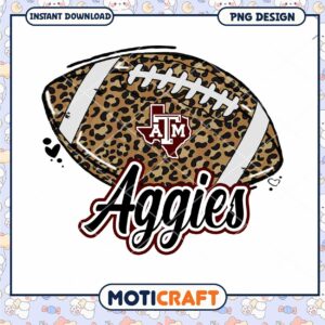 Texas A&M Aggies Leopard Print Football PNG Design Download