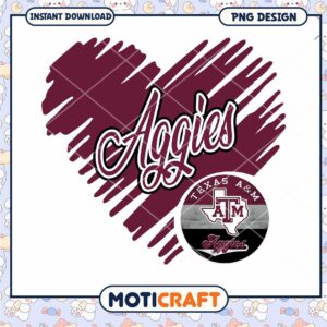 Texas A&M Aggies Heart Design PNG for Instant Download