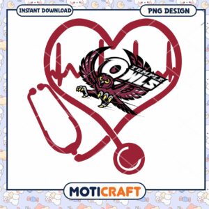 Temple Owls Heartbeat Stethoscope PNG Design Download