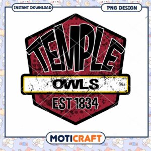 Temple Owls Logo Design Vintage PNG Instant Download