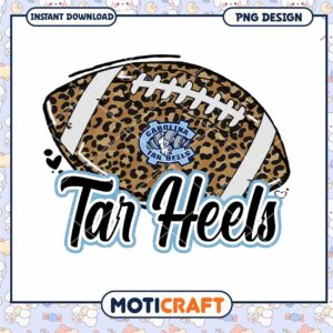 Tar Heels Leopard Football PNG Instant Download Design