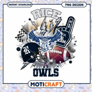 Rice Owls Football Art PNG Instant Download Design