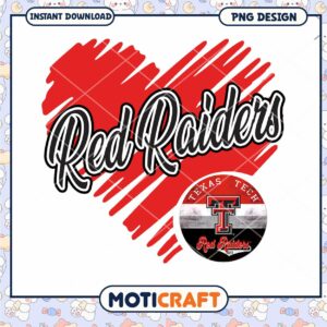 Red Raiders Heart Design Texas Tech PNG Downloadable Art