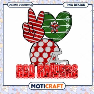 Red Raiders Heart Peace Sign PNG Design Download