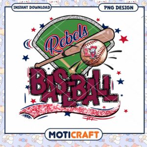 Rebels Baseball PNG Design for Instant Download Online