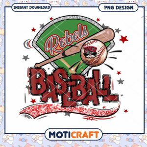 Rebels Baseball PNG Design for Instant Download Fun