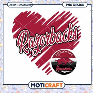Razorbacks Heart Design PNG Instant Download Art