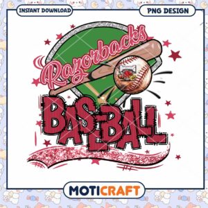 Razorbacks Baseball PNG Design Instant Download Art
