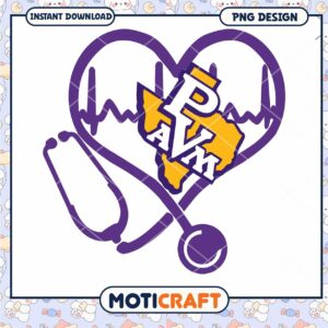 PVAMU Heart and Stethoscope PNG Design Instant Download