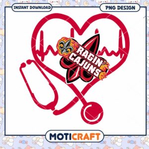 Ragin Cajuns Heartbeat Stethoscope PNG Design Download
