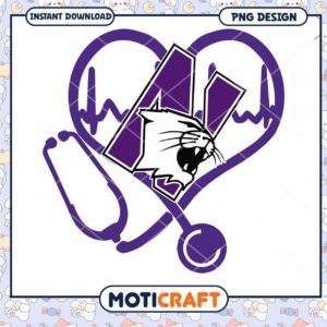 Purple Heart Stethoscope Design for Wildcats PNG Download